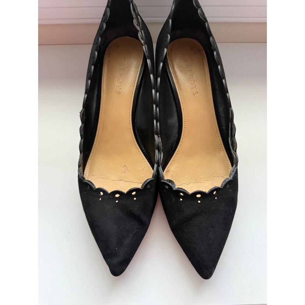 Talbots Black Suede Whitney Scallop Wedge - 10M
